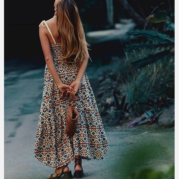 NEW FREE PEOPLE PALMA PRINTED FLORAL BOHO MIDI MAX DRESS XS - Picture 10 of 15